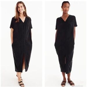 Universal Standard x J Crew Cupro Tunic Dress V-Neck Kaftan Lagenlook Small